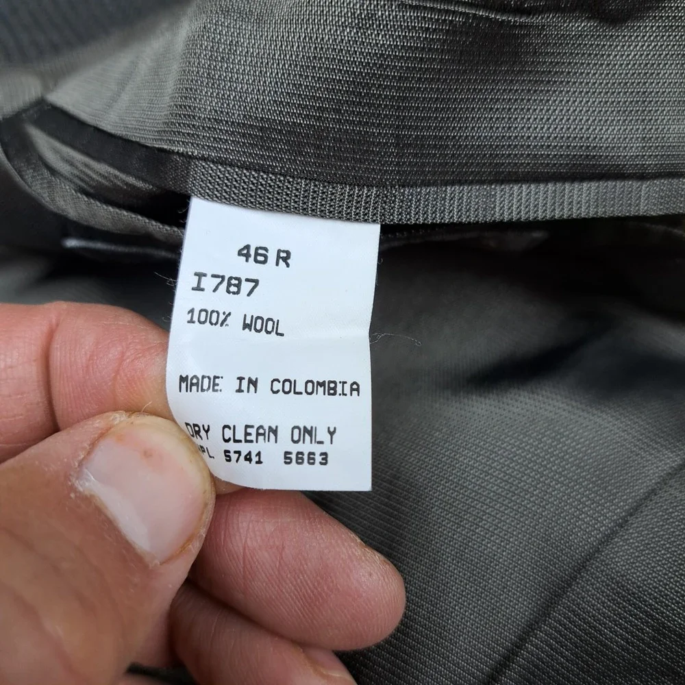 Oscar De La Renta Tweed Wool Sport Coat 46R Gray Men Blazer Jacket Single Breast
